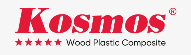 Logo gỗ nhựa Kosmos phiên bản tiếng anh
