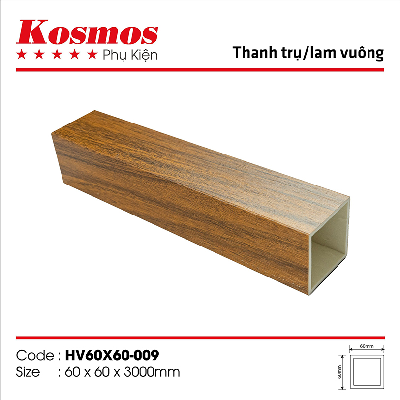 Thanh lam nhựa giả gỗ mã HV60x60-009