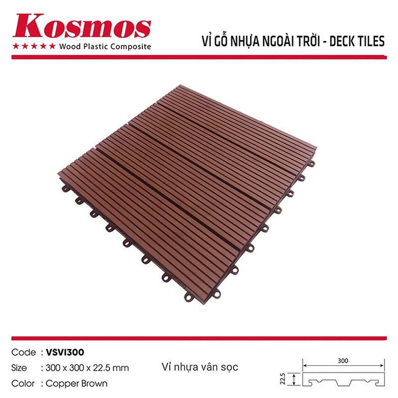 Hình sản phẩm vỉ gỗ nhựa VSVI300 màu Copper brown