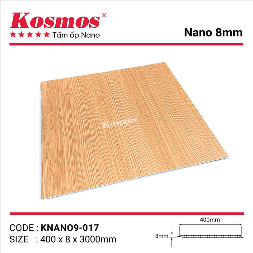 Tấm ốp Nano KNANO9-017 mang mẫu vân gỗ màu vàng sáng