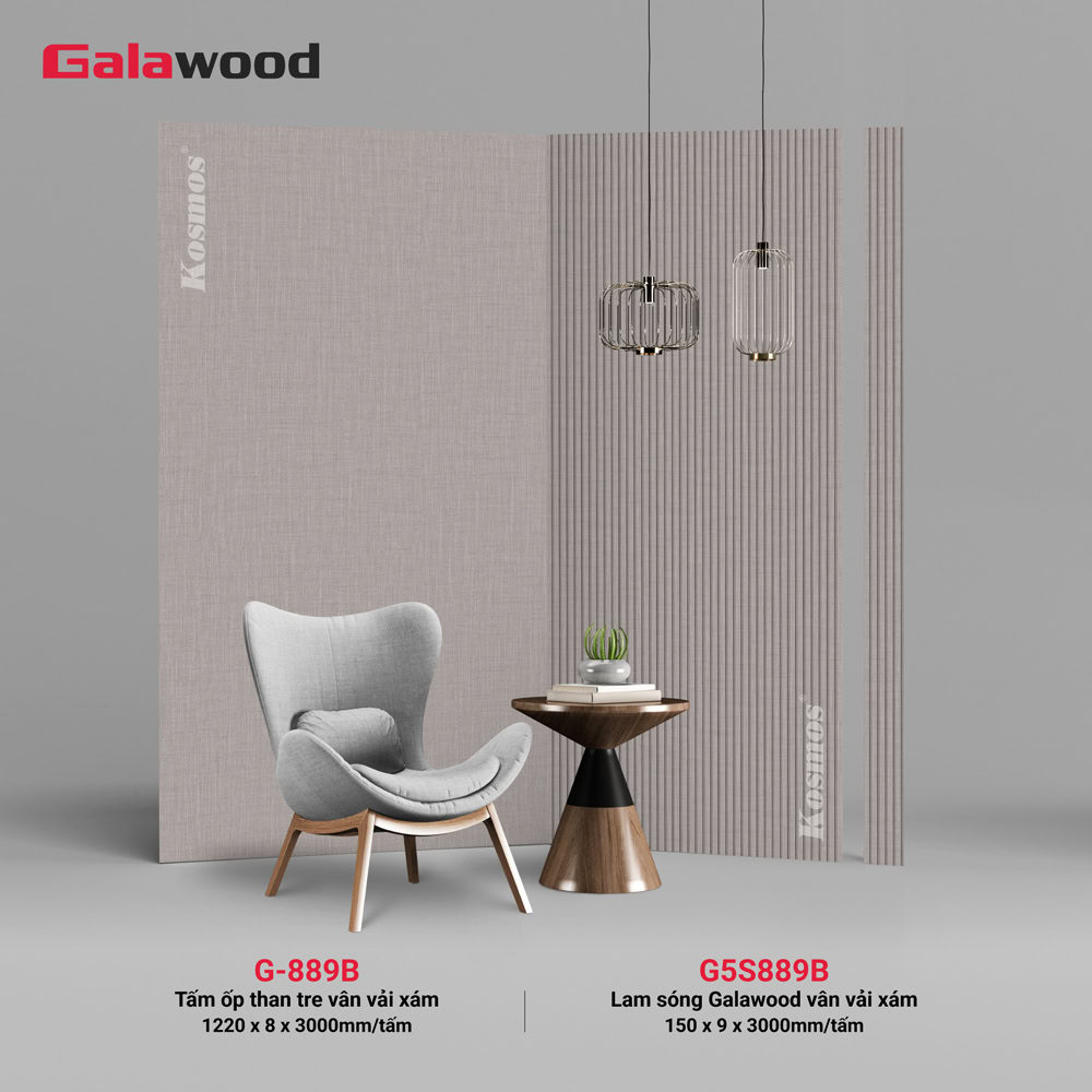 Bộ đồng màu tấm ốp than tre vân vải xám (G5S889B & G-889B) Bộ đồng màu tấm ốp than tre vân vải xám (G5S889B & G-889B)