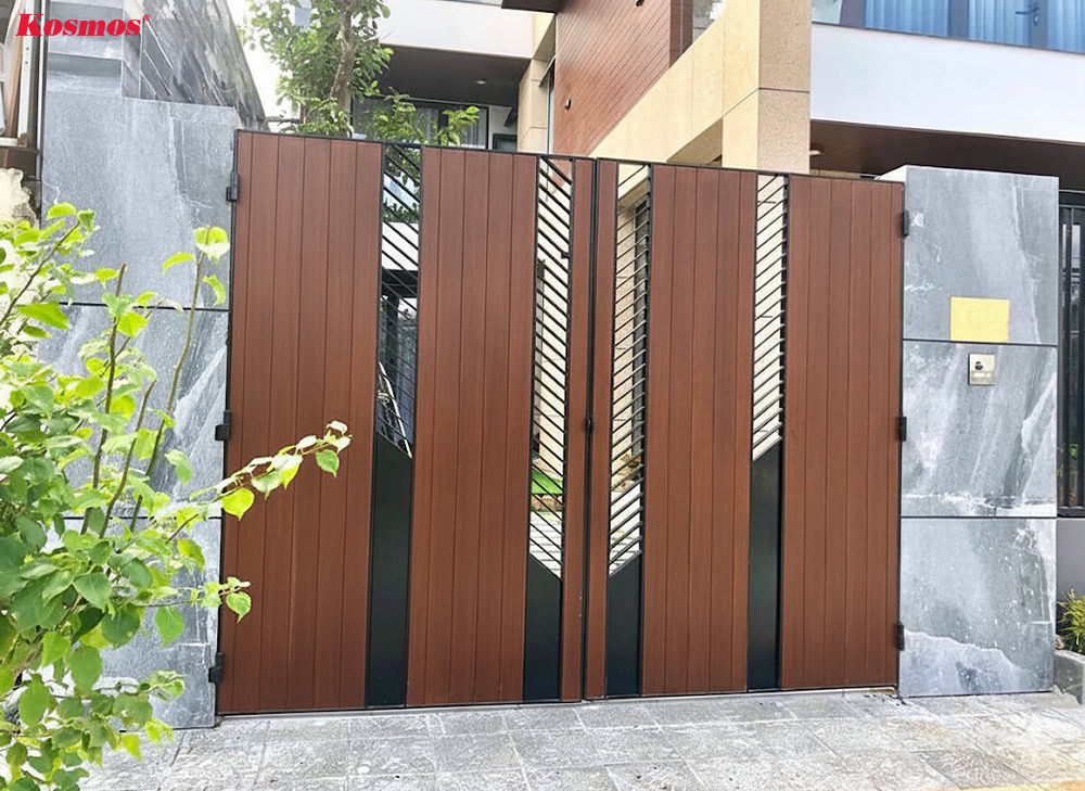 Cổng gỗ nhựa composite 2 cánh