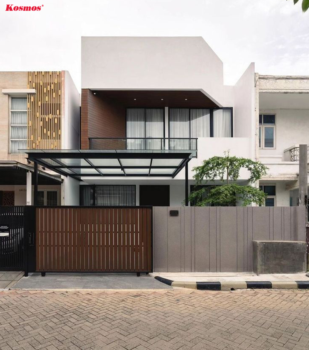 Cổng lùa gỗ nhựa ngoài trời