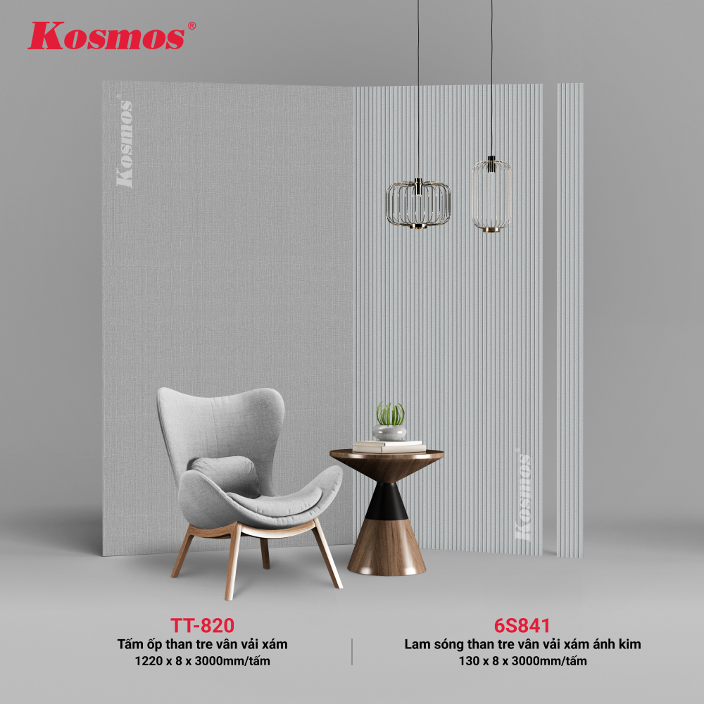 Bộ phối màu lam sóng than tre 6S841 và tấm ốp than tre TT-820 Bộ phối màu lam sóng than tre 6S841 và tấm ốp than tre TT-820