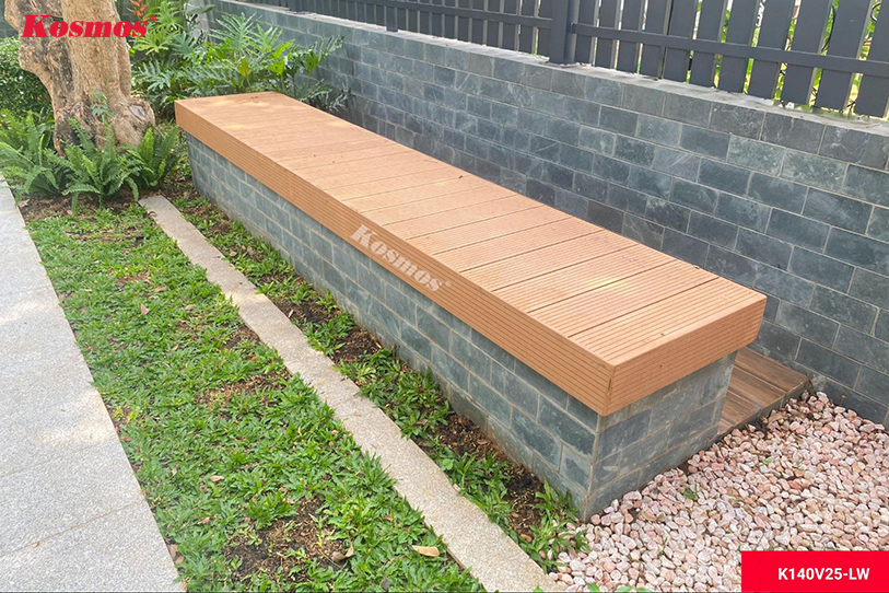 Bục ghế ngồi công viên bằng sàn gỗ nhựa K140V25X3M Bục ghế ngồi công viên bằng sàn gỗ nhựa K140V25X3M