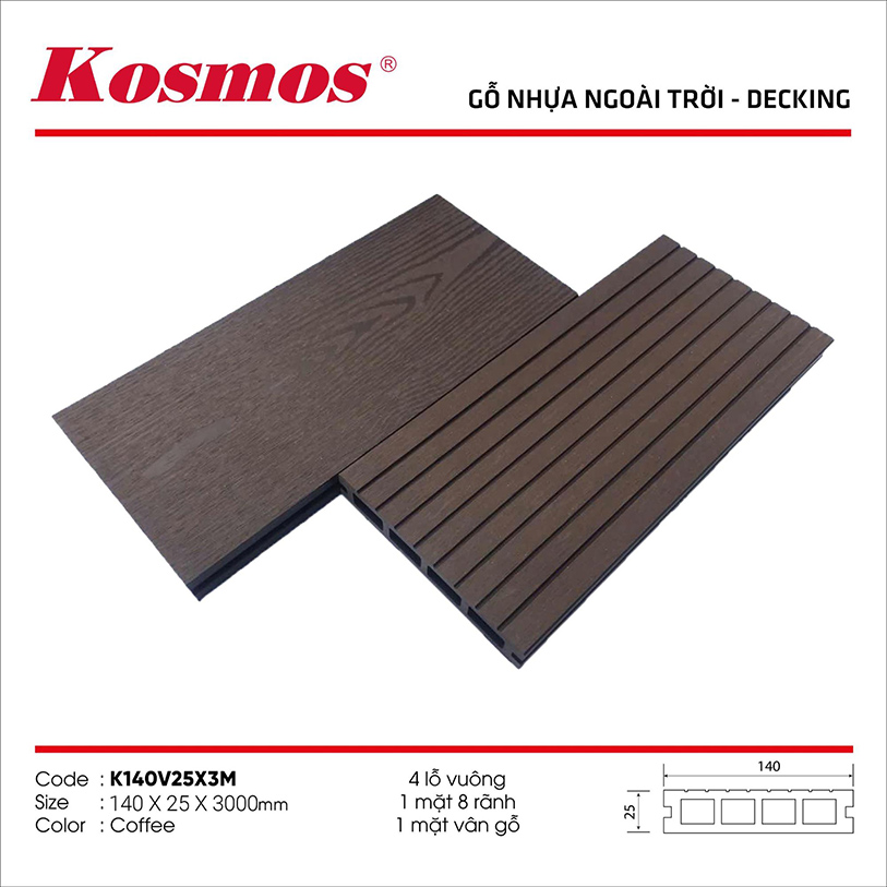 Sàn gỗ Composite K140V25X3M màu Coffee