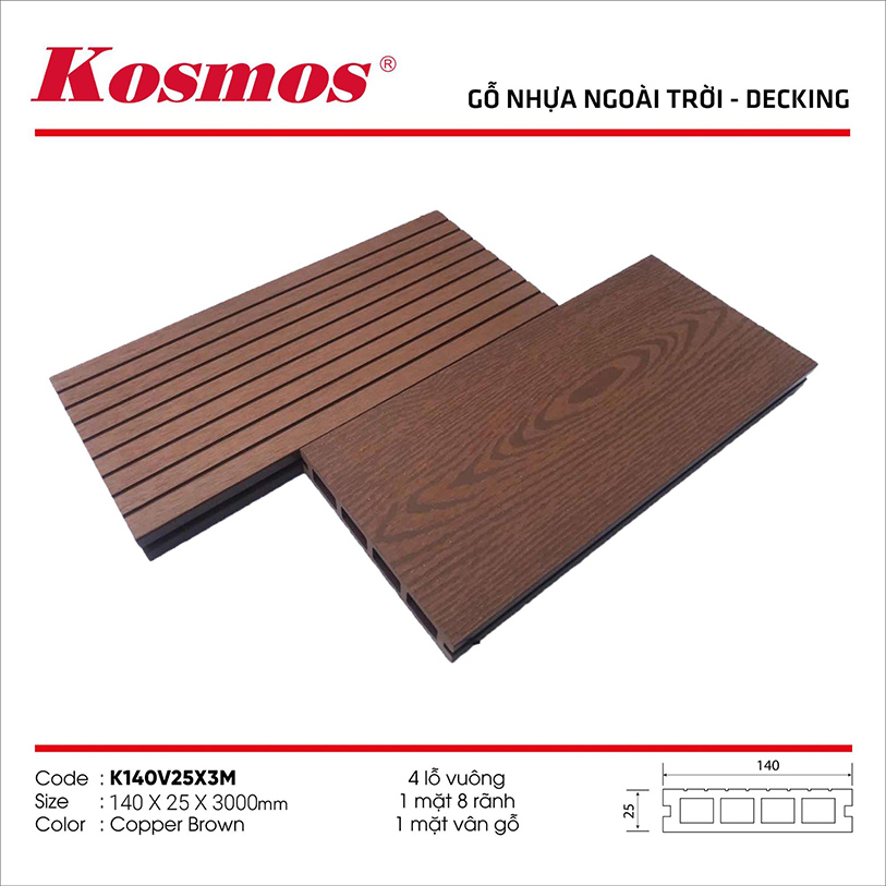 Sàn gỗ Composite K140V25X3M màu Copper Brown