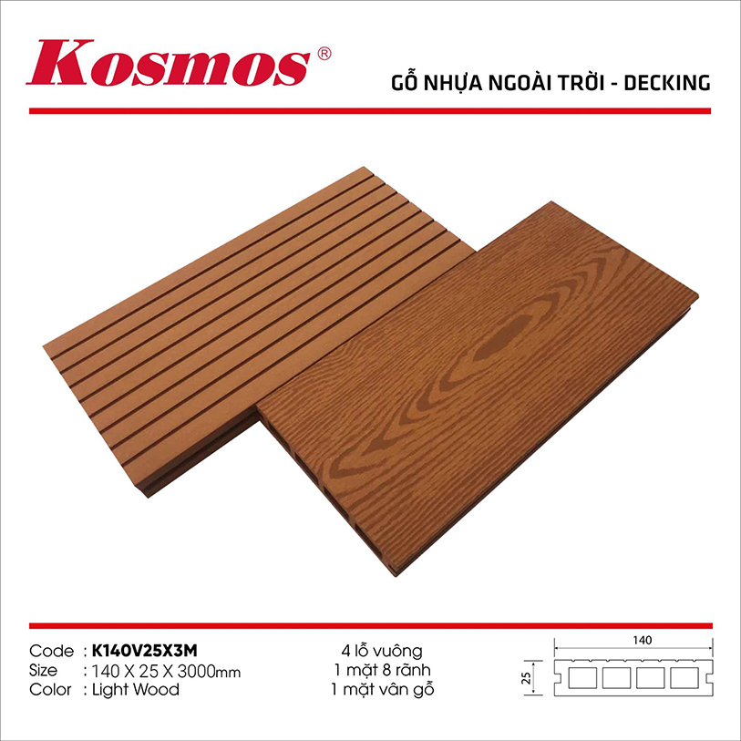 Sàn gỗ Composite K140V25X3M màu Light Wood