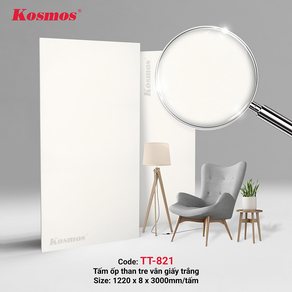 Tấm ốp than tre vân giấy trắng mã TT-821