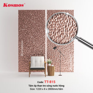 Tấm ốp than tre Kosmos vân sóng nước TT-815 phủ PET màu hồng trà