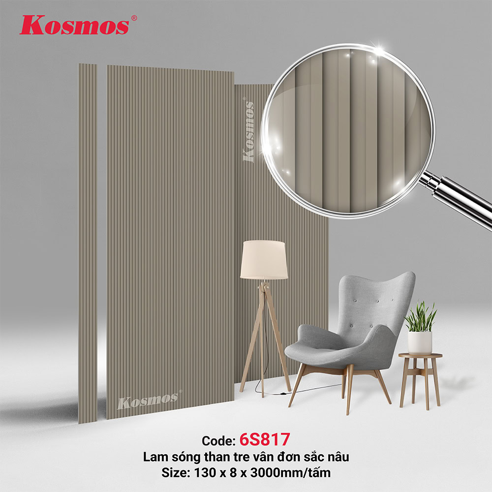 Lam sóng than tre Kosmos vân đơn sắc nâu 6S817