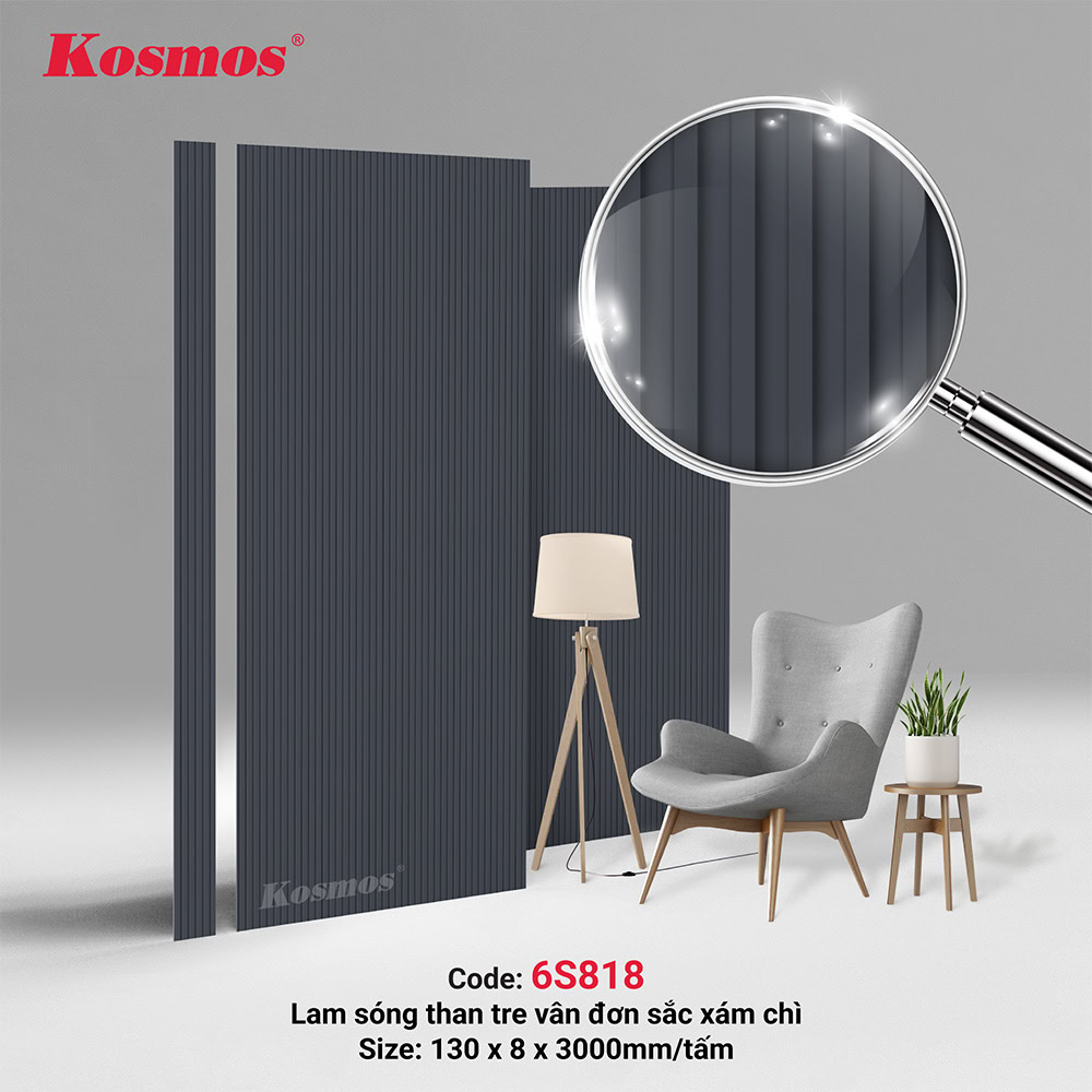 Lam sóng than tre vân đơn sắc 6S818 màu xám Lam sóng than tre vân đơn sắc 6S818 màu xám