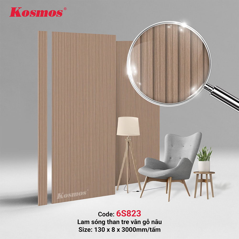 Lam sóng than tre vân gỗ nâu 6S823 Lam sóng than tre vân gỗ nâu 6S823