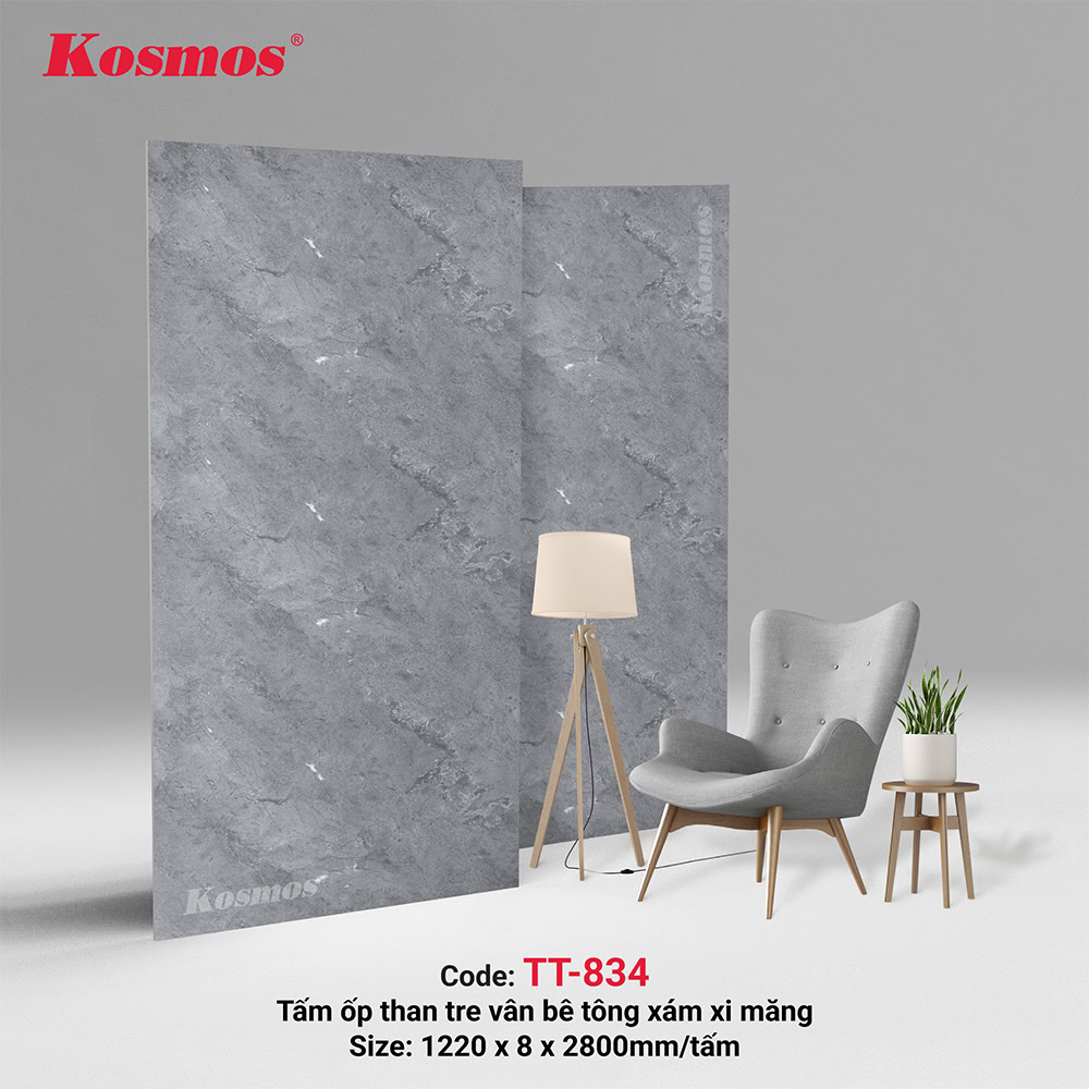 Tấm ốp sợi than tre vân bê tông TT-834 Tấm ốp sợi than tre vân bê tông TT-834