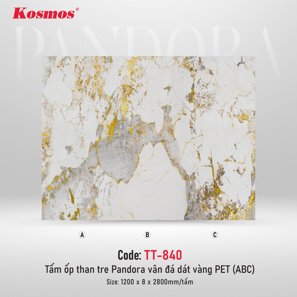 Bộ than tre Pandora liền vân đá dát vàng ABC phủ PET mã TT-840