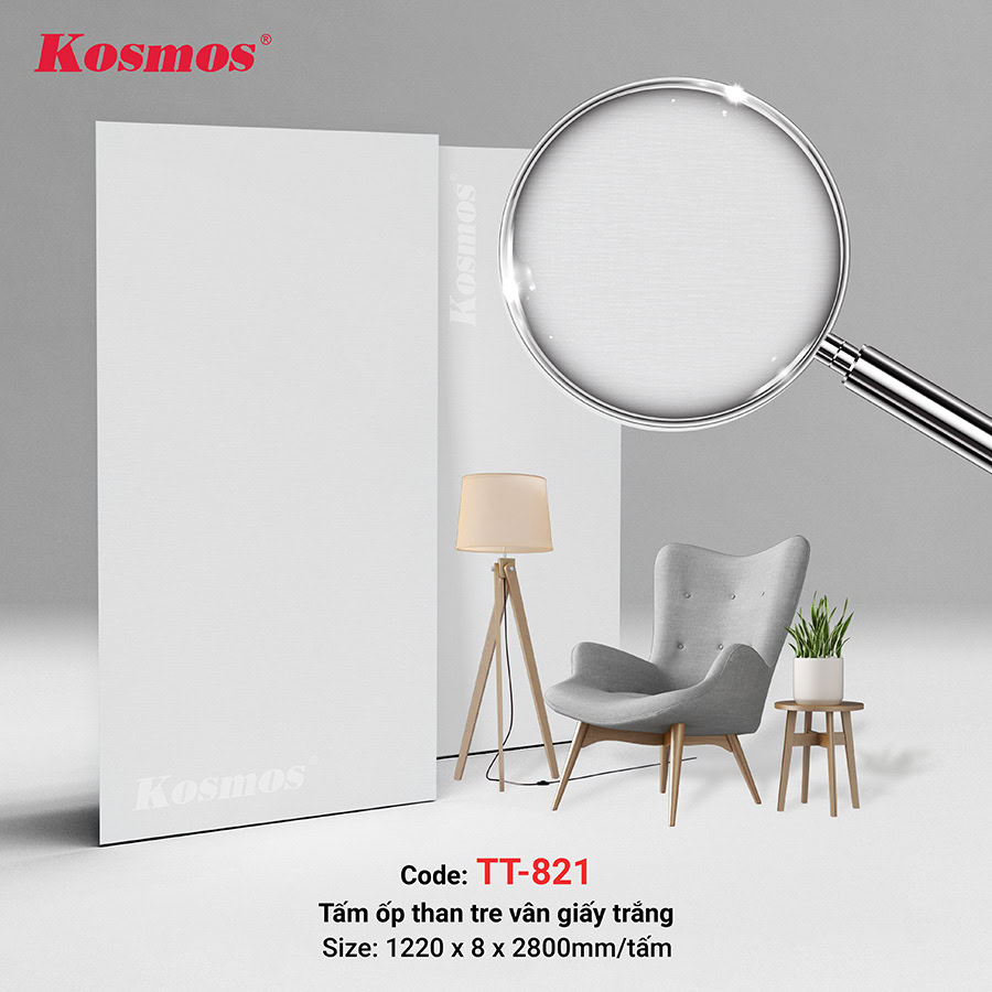 Tấm ốp than tre vân giấy trắng mã TT-821 Tấm ốp than tre vân giấy trắng mã TT-821