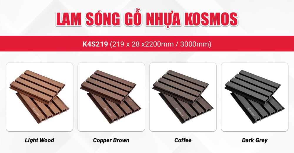Bộ sưu tập tấm ốp lam sóng gỗ nhựa Kosmos Bộ sưu tập tấm ốp lam sóng gỗ nhựa Kosmos