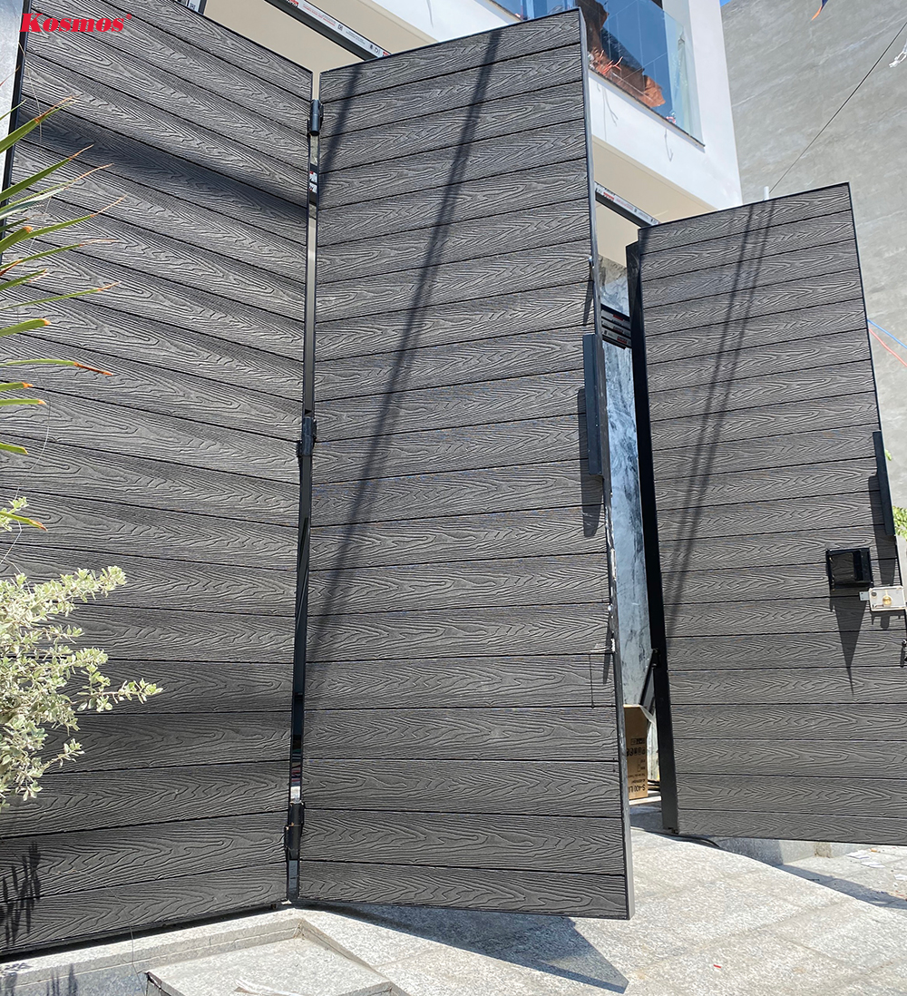 Công trình ốp cổng ngoài trời từ gỗ nhựa Kosmos