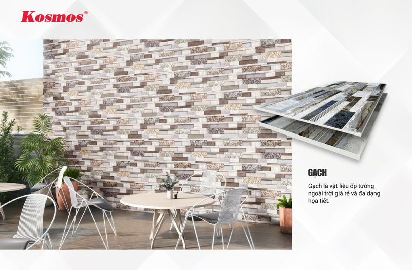 Gạch là vật liệu ốp tường ngoài trời giá rẻ và đa dạng họa tiết Gạch là vật liệu ốp tường ngoài trời giá rẻ và đa dạng họa tiết