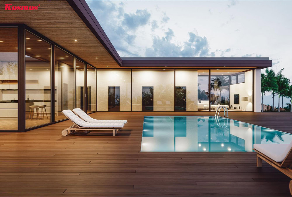 Mẫu sàn gỗ hồ bơi cho biệt thự sang trọng