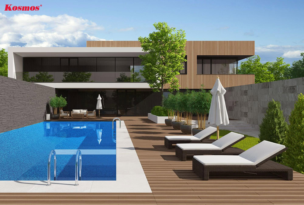 Mẫu sàn gỗ ngoại thất cao cấp cho khu vực hồ bơi