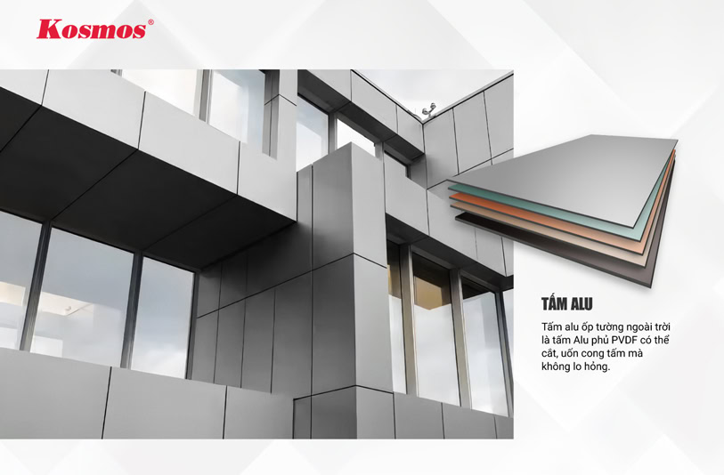 Tấm alu ốp tường ngoài trời là tấm Alu phủ PVDF Tấm alu ốp tường ngoài trời là tấm Alu phủ PVDF