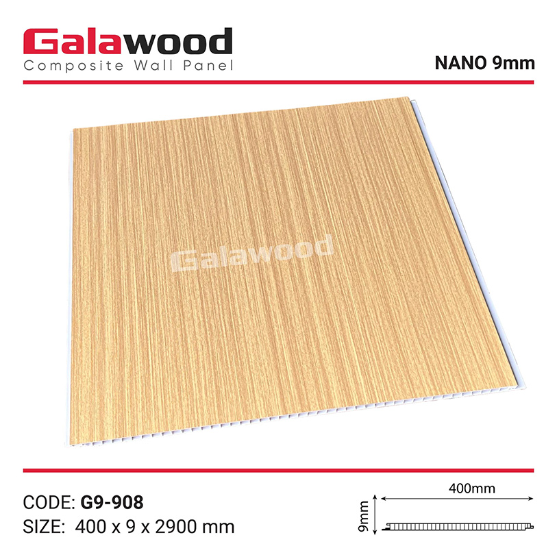 Tấm ốp nano Galawood màu vàng vân gỗ đậm (G9-908)