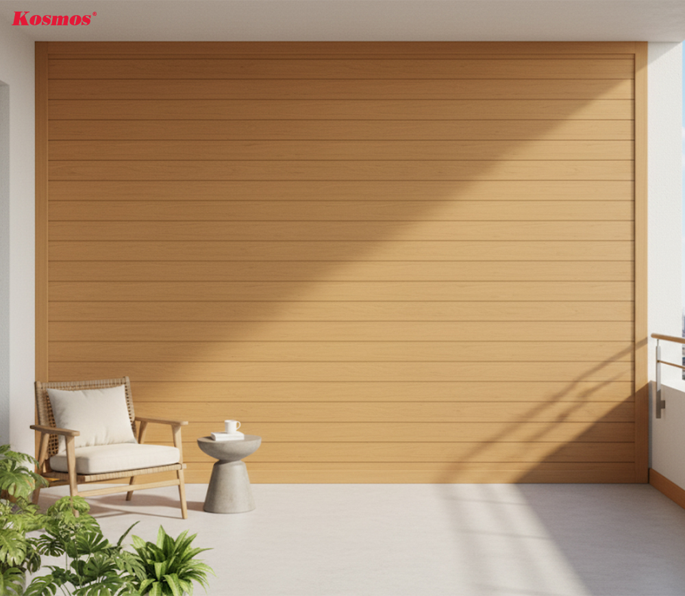 Trang trí ban công đẹp từ tấm ốp gỗ nhựa phủ Polymer Kosmos