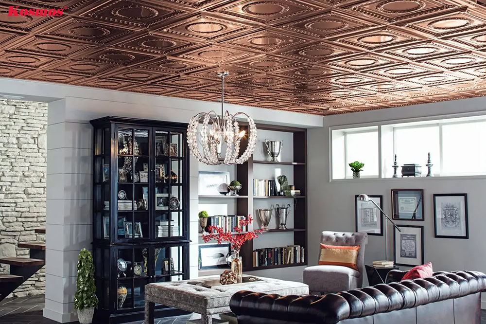 Mẫu trần nhôm 3D họa tiết dập nổi tinh xảo màu đồng