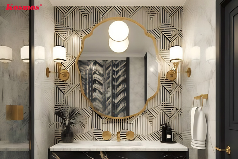 Phòng tắm bắt mắt với những họa tiết thuộc phong cách Art Deco