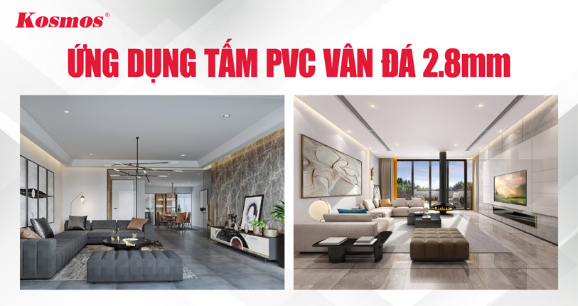 Tấm PVC vân đá 2.8mm: Phù hợp ốp phòng khách, văn phòng, cửa hàng,...