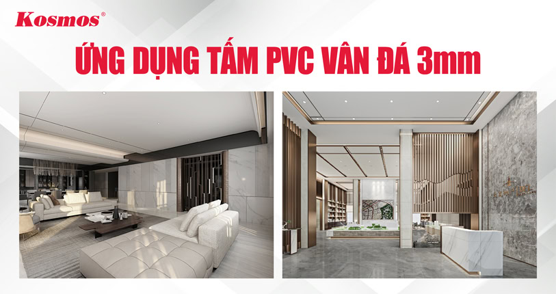 Tấm PVC vân đá 3mm: Phù hợp cho sảnh khách sạn, nhà hàng, trung tâm thương mại,...
