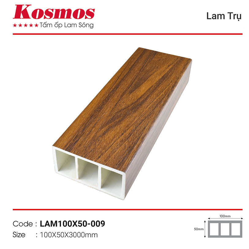 Thanh lam nhựa giả gỗ LAM100X50 -009