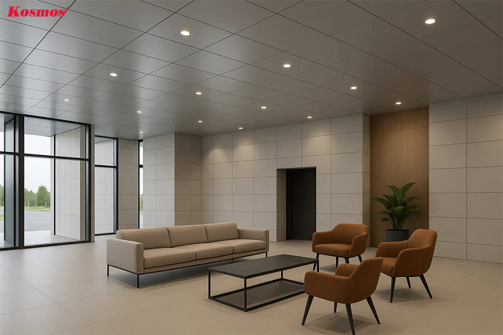 Trần nhôm phẳng ghép khít tạo bề mặt trần liền mạch