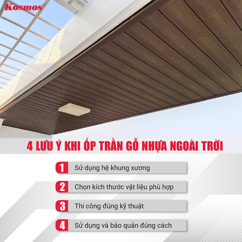 4 lưu ý khi ốp trần gỗ nhựa ngoài trời