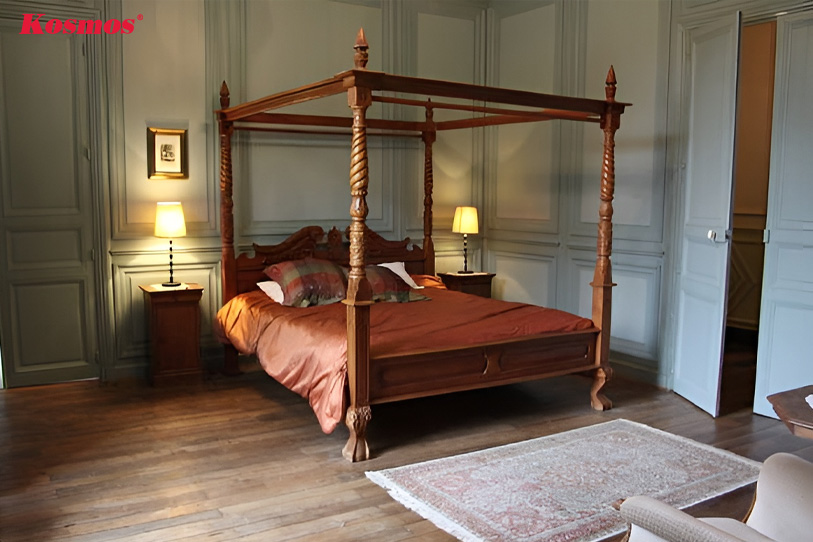 Mẫu sàn gỗ đẹp phòng ngủ tân cổ điển Châu Âu