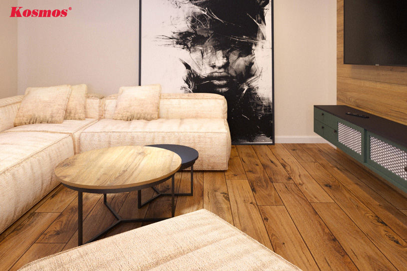 Sàn gỗ màu đẹp cho không gian phòng khách thêm ấm áp