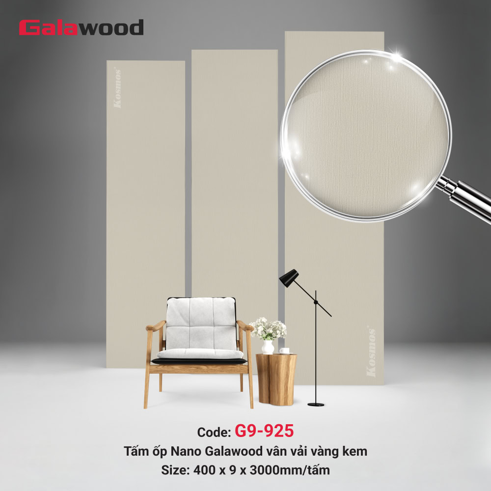 Tấm ốp Galawood G9-925 vân vải vàng kem mang tính thẩm mỹ cao Tấm ốp Galawood G9-925 vân vải vàng kem mang tính thẩm mỹ cao