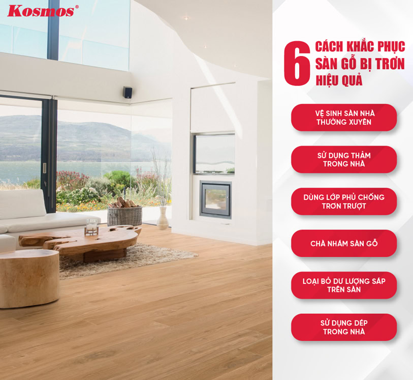 6 cách khắc phục sàn gỗ bị trơn hiệu quả