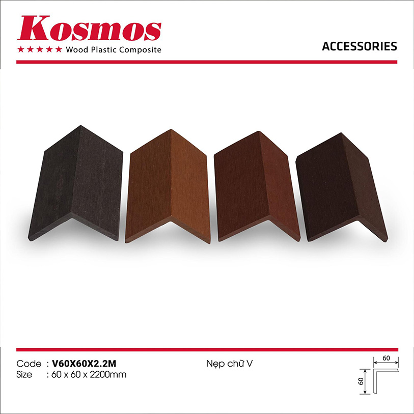 Nẹp góc V60x60 gỗ nhựa Kosmos
