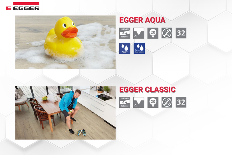 Sàn gỗ Egger Aqua tại Việt Nam đang phân phối 2 dòng là Egger Classic và Egger Aqua