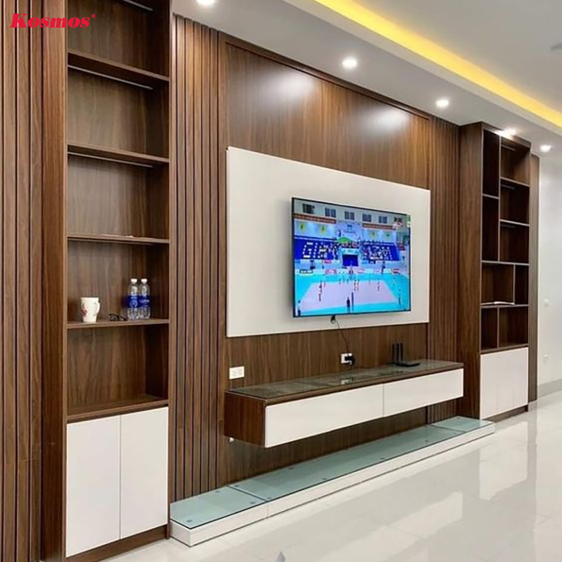 Tấm ốp Nano vân gỗ làm vách TV