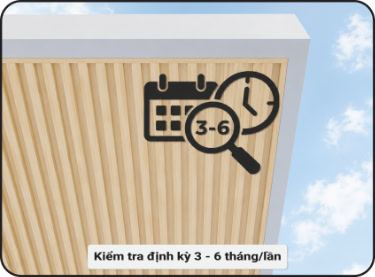 Định kỳ 3 – 6 tháng kiểm tra xem vít có bị bung, khung xương có bị rỉ sét, nếu có báo đơn vị thi công