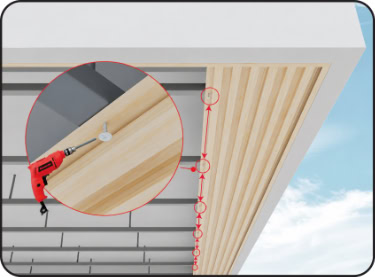 Khoảng cách giữa các lỗ vít cố định tấm nhôm (tại hèm âm) phải bằng khoảng cách thanh xương