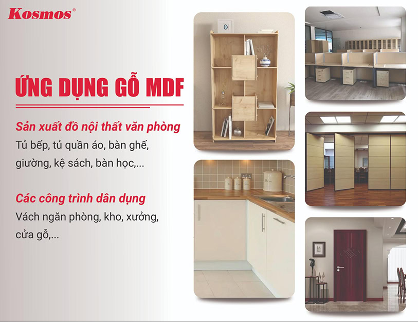 Ván MDF được ứng dụng phổ biến trong sản xuất đồ nội thất và các công trình dân dụng