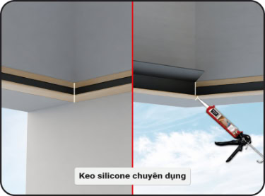 Xử lý các các mí nẹp, mối nối bằng keo đa năng hoặc keo ngoại thất để tăng độ kín khít