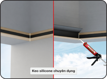 Xử lý các các mí nẹp, mối nối bằng keo silicone; không dùng keo có tính axit
