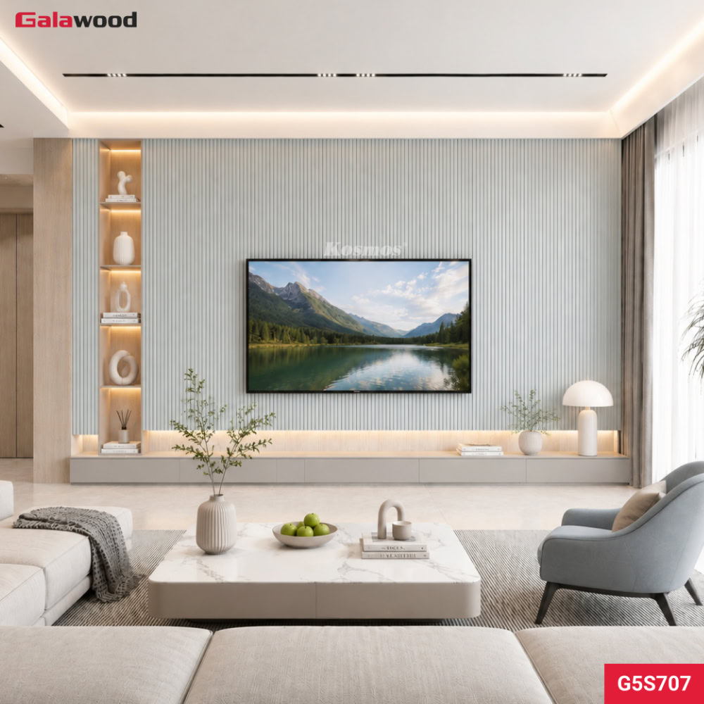 Lam sóng Galawood vân gỗ chống xước xám dọc G5S707 ốp vách sofa
