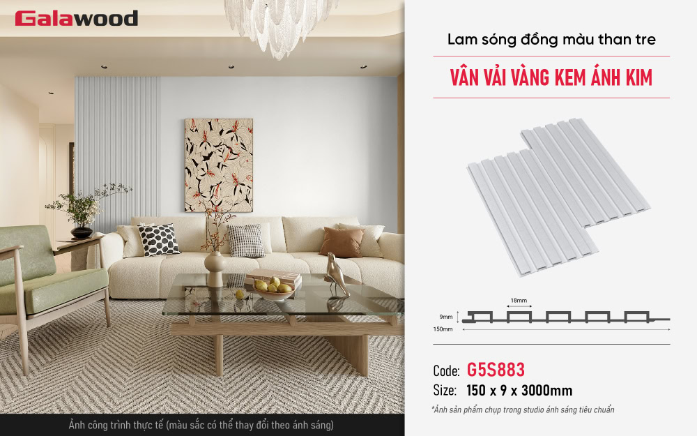 Lam sóng Galawood G5S883 trang trí vách tường ngăn phòng Lam sóng Galawood G5S883 trang trí vách tường ngăn phòng