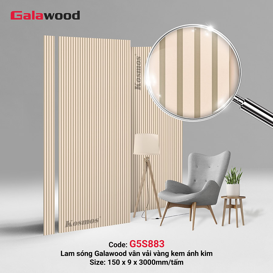 Lam sóng Galawood vân vải vàng kem ánh kim G5S883